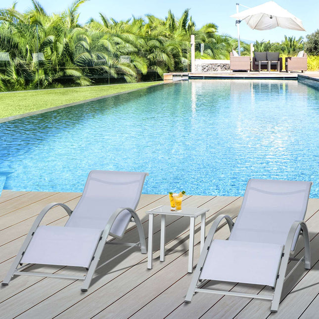 Garden chair set with table - metal mesh, 3 pcs, grey