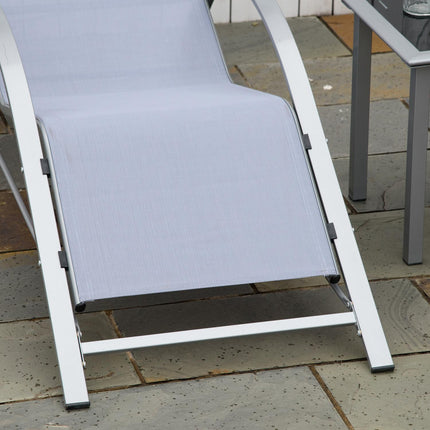 Garden chair set with table - metal mesh, 3 pcs, grey