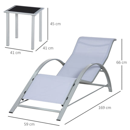 Garden chair set with table - metal mesh, 3 pcs, grey