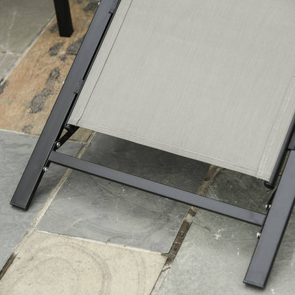Garden chair in metal mesh - 2 sun loungers, 1 table, gray