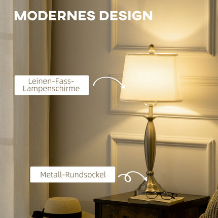 Floor & table lamp set, Silver & White, E27, 3-piece