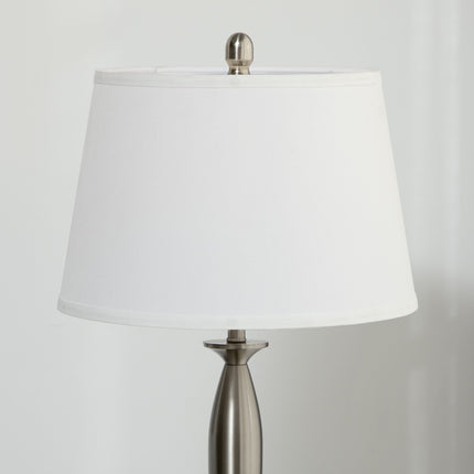 Floor & table lamp set, Silver & White, E27, 3-piece