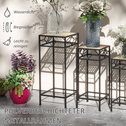Stackable plant stand in metal, rattan look - gold finish