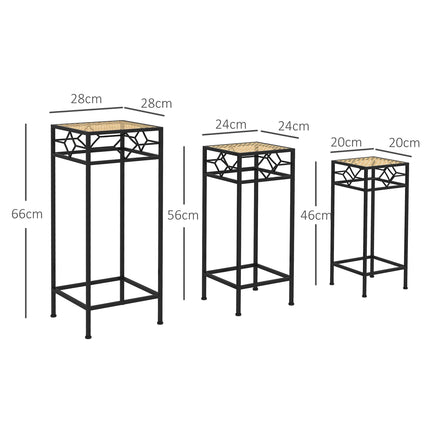 Stackable plant stand in metal, rattan look - gold finish
