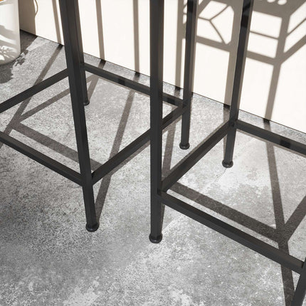Stackable plant stand in metal, rattan look - gold finish