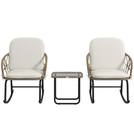 Garden rocking chair set with cushions - 3 pieces