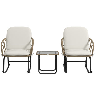 Garden rocking chair set with cushions - 3 pieces