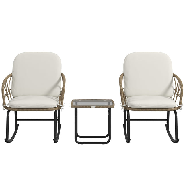 Garden rocking chair set with cushions - 3 pieces