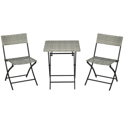 3-piece light gray metal bistro set - folding table and chairs