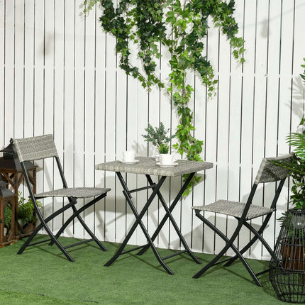 3-piece light gray metal bistro set - folding table and chairs
