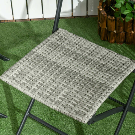 3-piece light gray metal bistro set - folding table and chairs