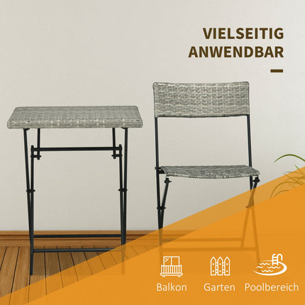 3-piece light gray metal bistro set - folding table and chairs