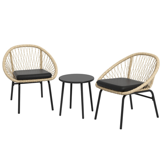 Rattan garden furniture - 3 pcs, yellow cushions