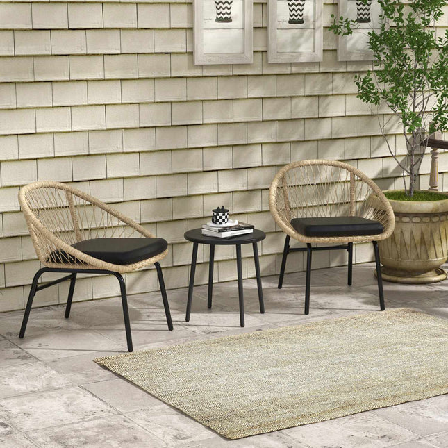 Rattan garden furniture - 3 pcs, yellow cushions