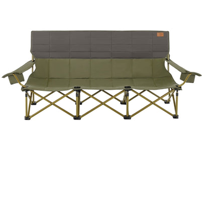 3-Person Folding Camping Chair, Padded, 2 Cup Holders, Green