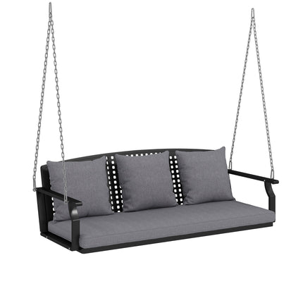 3-Person Outdoor Swing Bench with Cushions, Adjustable Chains