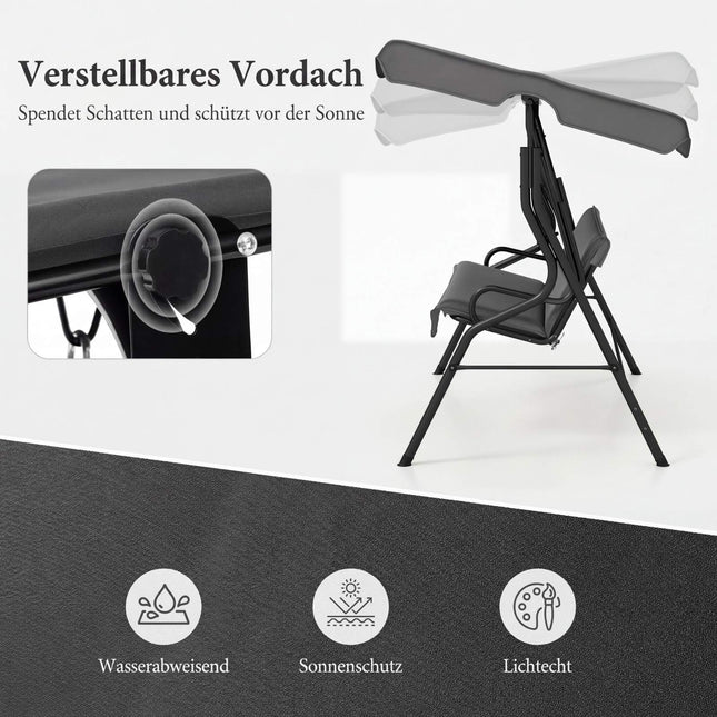 3-Person Outdoor Swing with Adjustable Canopy, Grey
