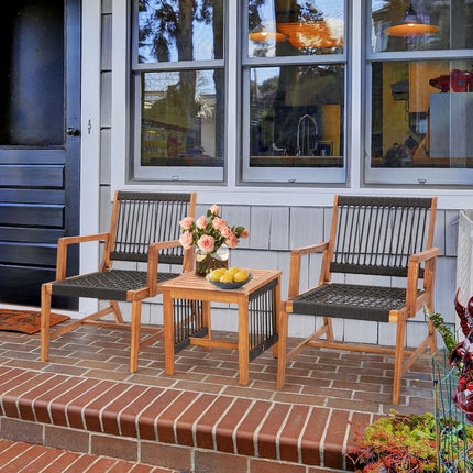 3-Piece Acacia Wood Patio Set, 2 Armchairs, Table