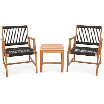 3-Piece Acacia Wood Patio Set, 2 Armchairs, Table