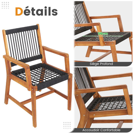 3-Piece Acacia Wood Patio Set, 2 Armchairs, Table