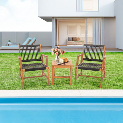 3-Piece Acacia Wood Patio Set, 2 Armchairs, Table