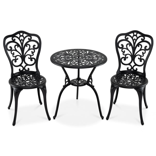 3-Piece Aluminum Patio Bistro Set with Table & Chairs