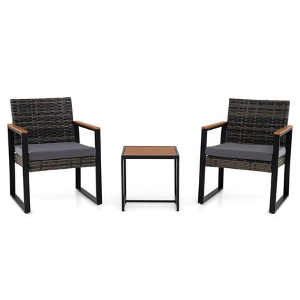 3-Piece Balcony Furniture Set with Cushions and Table