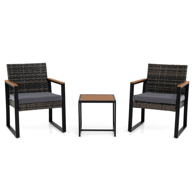 3-Piece Balcony Furniture Set with Cushions and Table