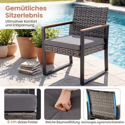 3-Piece Balcony Furniture Set with Cushions and Table