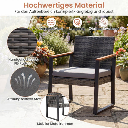 3-Piece Balcony Furniture Set with Cushions and Table
