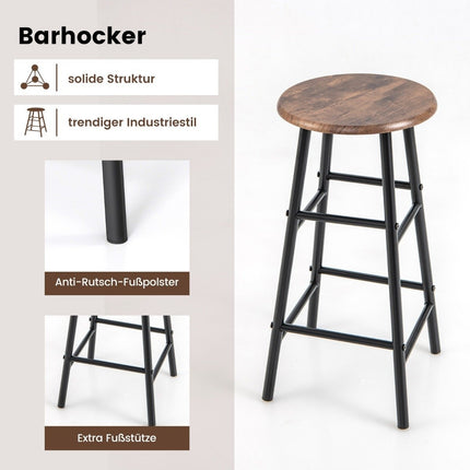 3 Piece Bar Table & Chair Set Industrial Pub Table & Stool Coffee