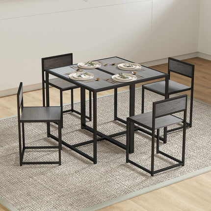 3-Piece Bar Table Set with 2 Chairs, Grey MDF, Steel Frame