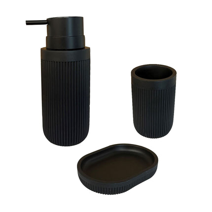 3-Piece Bathroom Set, Resin – Toothbrush Holder, Soap Dispenser, Dish