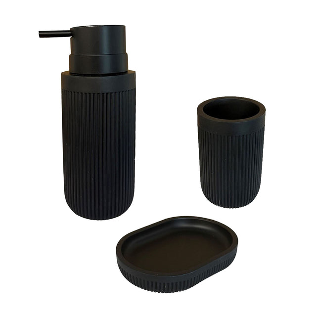 3-Piece Bathroom Set, Resin – Toothbrush Holder, Soap Dispenser, Dish