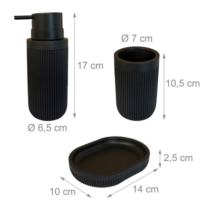 3-Piece Bathroom Set, Resin – Toothbrush Holder, Soap Dispenser, Dish
