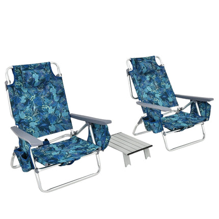 3-Piece Beach Chair & Table Set, Adjustable, Portable