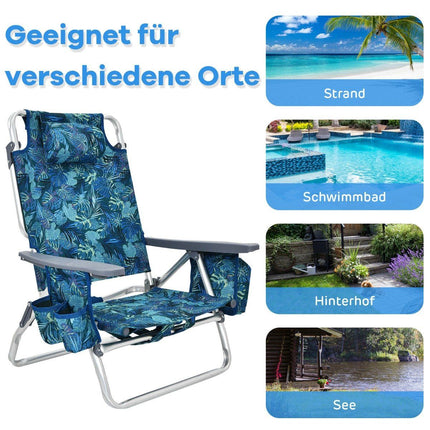 3-Piece Beach Chair & Table Set, Adjustable, Portable