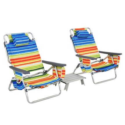 3-Piece Beach Chair & Table Set – Adjustable, Portable