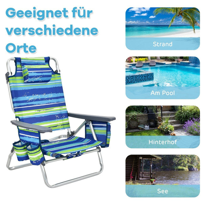 3-Piece Beach Chair & Table Set, Adjustable, Portable