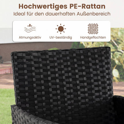 3-Piece Beige Rattan Balcony Set with Glass Table