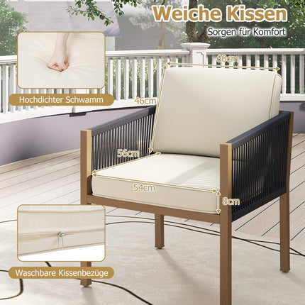 3-Piece Bistro Set with Cushions, Beige, for Balcony & Garden