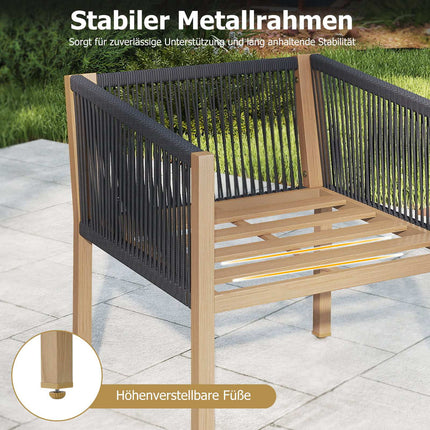 3-Piece Bistro Set with Cushions, Beige, for Balcony & Garden