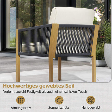 3-Piece Bistro Set with Cushions, Beige, for Balcony & Garden