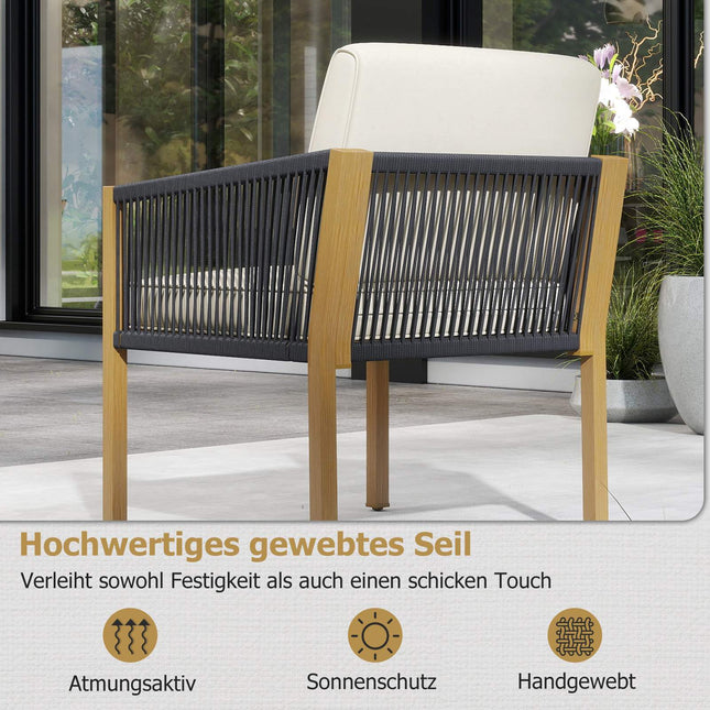 3-Piece Bistro Set with Cushions, Beige, for Balcony & Garden