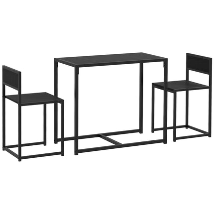 3-Piece Black Bar Table Set with 2 Stools, MDF & Steel