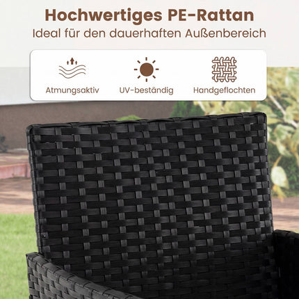 3-Piece Black Rattan Outdoor Furniture Set with Table