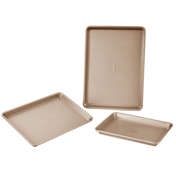 3-Piece Carbon Steel Baking Pan Set – Nonstick, Stackable