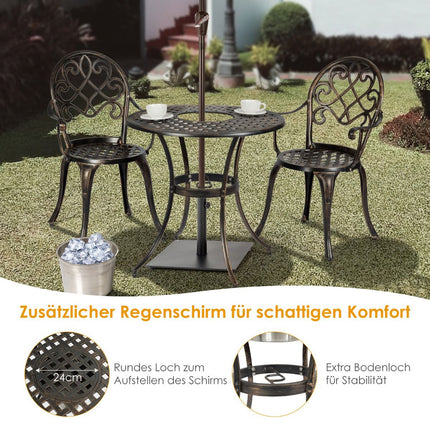 3-Piece Cast Aluminum Outdoor Bistro Set with Ice Bucket