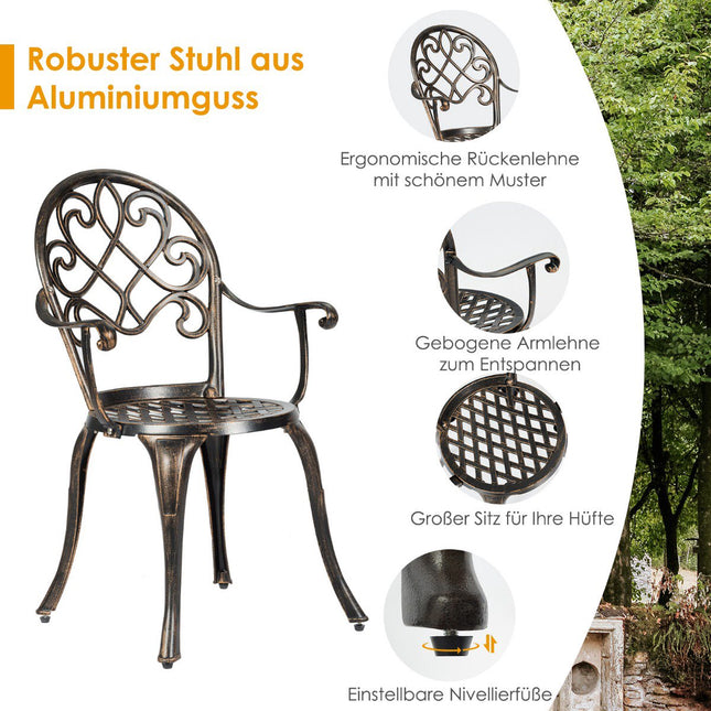 3-Piece Cast Aluminum Outdoor Bistro Set with Ice Bucket