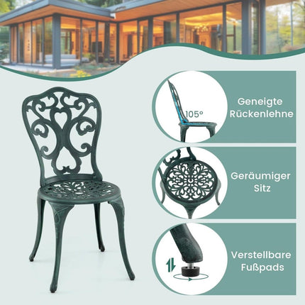 3-Piece Cast Aluminum Patio Set with Bistro Table & Chairs